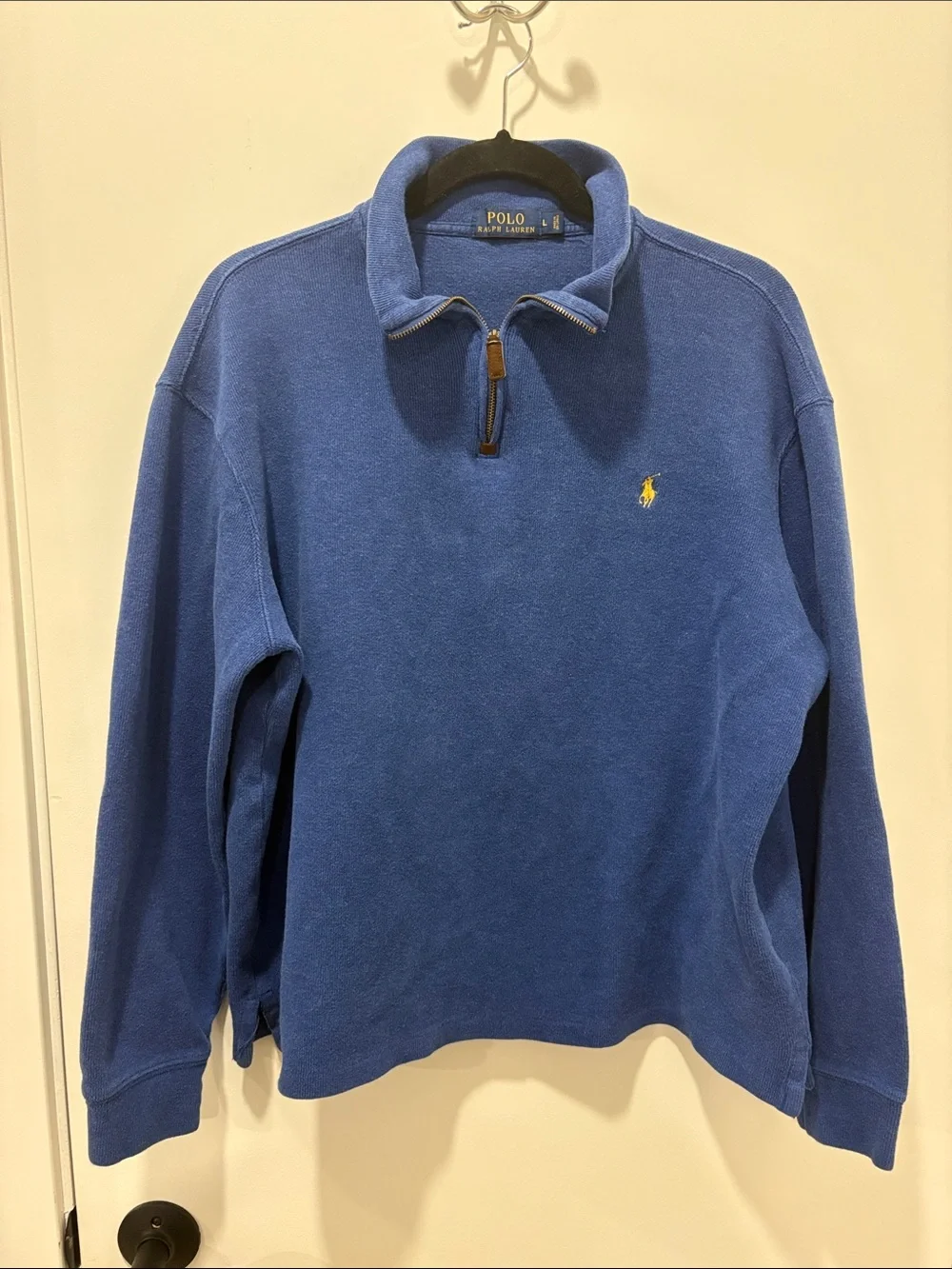 Polo by Ralph Lauren Blue Quarter-Zip Sweatshirt with Yellow Pony